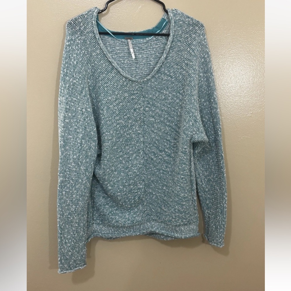 Free People Teal Knit Pullover